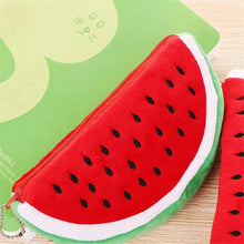 Load image into Gallery viewer, Colorful Watermelon Shaped Plush Soft Students Pencil Case Makeup Pouch Cute Design