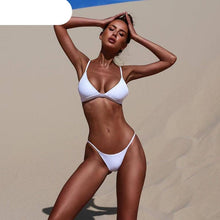 Load image into Gallery viewer, Colors Solid Bikini Set Push Up Swimwear Two Piece Swimsuit Swimwear Halter String Triangle Bikini Sets Women Swimsuit Low Waist Halter Two Pieces Bathing Suit