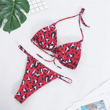 Load image into Gallery viewer, Colors Solid Bikini Set Push Up Swimwear Two Piece Swimsuit Swimwear Halter String Triangle Bikini Sets Women Swimsuit Low Waist Halter Two Pieces Bathing Suit