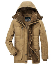 Load image into Gallery viewer, Comfortable Dark Blue Men's Casual Jacket Fashion Winter Male Thick Overcoat Stylish New Design Hooded Jacket Warm Winter Jacket For Men Soft Cotton Jackets Winter Snow Warm Jackets With Hood