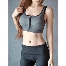 Load image into Gallery viewer, Comfortable High Quality Women's Zipper Sports Bras Plus Size 2XL Wirefree Padded Push Up Tops Lady Girls Breathable Fitness Run Gym Yoga Vest