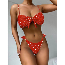 Load image into Gallery viewer, Comfortable Swimwear Women's Strappy One Piece Swimsuits Tie Knot Front Bathing Suits Cut Out Swimwear Female Bow Strap V-neck Swimsuit Women Two Pieces Bikini Set Push Up Bathing Suit Summer Beach Beachwear