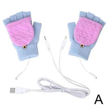 Load image into Gallery viewer, Comfortable Warm USB Heating Winter Gloves Hand Warmers Fingerless Mittens Hand Laptop Half Electric Heating Gloves Soft Hands Warmer