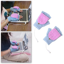 Load image into Gallery viewer, Comfortable Warm USB Heating Winter Gloves Hand Warmers Fingerless Mittens Hand Laptop Half Electric Heating Gloves Soft Hands Warmer