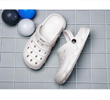 Load image into Gallery viewer, Cool Slippers Summer Hole Shoes Rubber Clogs Men Garden Shoes Gray Beach Flat Summer Beach Sandals Adjustable Slide Garden Shoes Lightweight Nonslip Clogs
