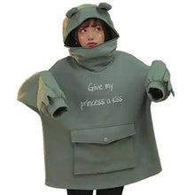 将图片加载到图库查看器,Cool Women Hoodie Perfect Sleeping Frog Pullover Winter Sense Hooded Modern Casual Sweatshirts Cute Funny Style Comfortable Frog Pullover Hoodie For Women