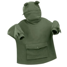 将图片加载到图库查看器,Cool Women Hoodie Perfect Sleeping Frog Pullover Winter Sense Hooded Modern Casual Sweatshirts Cute Funny Style Comfortable Frog Pullover Hoodie For Women