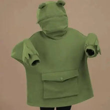 将图片加载到图库查看器,Cool Women Hoodie Perfect Sleeping Frog Pullover Winter Sense Hooded Modern Casual Sweatshirts Cute Funny Style Comfortable Frog Pullover Hoodie For Women