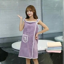 Load image into Gallery viewer, Coral Velvet Bath Towel Skirt Bow Sling Bathrobe