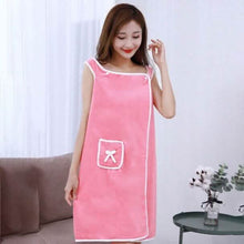 Load image into Gallery viewer, Coral Velvet Bath Towel Skirt Bow Sling Bathrobe