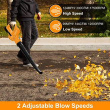 Load image into Gallery viewer, Cordless Leaf Blower Battery Powered Max 124MPH 300CFM with 2 Adjustable Speeds