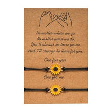 Load image into Gallery viewer, Cotton Cord Sunflower Bracelets Handmade Braided With Black Rope Charm Friendship Wish Card Surf Bangle Couples 2pcs/set Handmade Promise Adjustable Bracelets Matching Friendship Bracelet