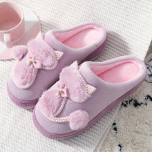 将图片加载到图库查看器,Cotton Women Cute Slippers Indoor Shoes For Women Winter Home Slippers Warm Footwear Winter Cotton Slippers Memory Foam House Slippers Cozy Fluffy Bedroom Couples Slippers