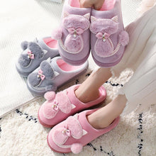 将图片加载到图库查看器,Cotton Women Cute Slippers Indoor Shoes For Women Winter Home Slippers Warm Footwear Winter Cotton Slippers Memory Foam House Slippers Cozy Fluffy Bedroom Couples Slippers