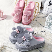 将图片加载到图库查看器,Cotton Women Cute Slippers Indoor Shoes For Women Winter Home Slippers Warm Footwear Winter Cotton Slippers Memory Foam House Slippers Cozy Fluffy Bedroom Couples Slippers