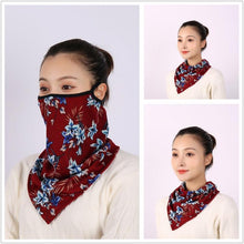 Load image into Gallery viewer, Cotton Women Mask Scarf Face Mascarillas Wraps Floral Print Lady Warm Neck Scarves Foulard Bandana Reusable Outdoor Riding Masks Scarf Neck Gaiter Headwear Headband Head Wrap Scarf Mask Neck Ear Warmers Headbands Perfect Bandana