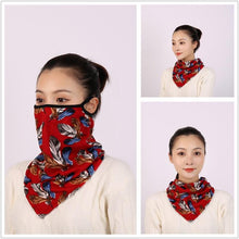 将图片加载到图库查看器,Cotton Women Mask Scarf Face Mascarillas Wraps Floral Print Lady Warm Neck Scarves Foulard Bandana Reusable Outdoor Riding Masks Scarf Neck Gaiter Headwear Headband Head Wrap Scarf Mask Neck Ear Warmers Headbands Perfect Bandana