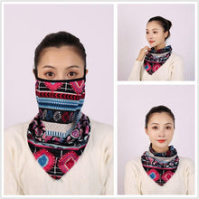 Load image into Gallery viewer, Cotton Women Mask Scarf Face Mascarillas Wraps Floral Print Lady Warm Neck Scarves Foulard Bandana Reusable Outdoor Riding Masks Scarf Neck Gaiter Headwear Headband Head Wrap Scarf Mask Neck Ear Warmers Headbands Perfect Bandana