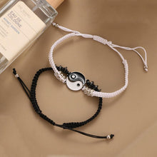 将图片加载到图库查看器,Couple Bracelets Cord Braid Chain Bracelet Alloy Pendant Two-piece Woven Rope Braid Bracelet Bangle For Women Men Charm Adjustable Black White Matching Bracelets For Couples