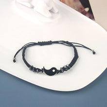 将图片加载到图库查看器,Couple Bracelets Cord Braid Chain Bracelet Alloy Pendant Two-piece Woven Rope Braid Bracelet Bangle For Women Men Charm Adjustable Black White Matching Bracelets For Couples