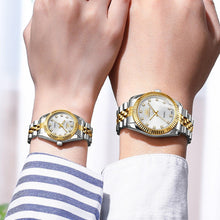 将图片加载到图库查看器,Couples Quartz Men Watch Women Valentine Gift Clock Watches Waterproof Sports Mechanical Watch Stainless Steel Strap Men's Mechanical Wrist Watch For Men Stainless Steel Band
