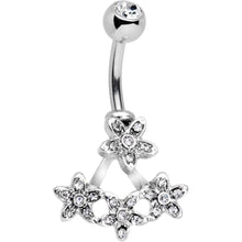 Load image into Gallery viewer, Clear Gem Field of Flowers Dangle Belly Ring