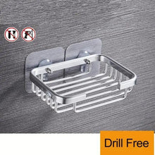 将图片加载到图库查看器,Creative Drill Free Soap Dish Holder Wall Mounted Storage Rack Toilet Soap Box Sponge Dish Bathroom Accessories Soap Dish Holder with Loofah Bath Sponge Towel Razor Holder for Bathroom Shower Kitchen Adhesive Wall Mounted No Drilling