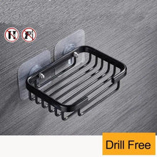 将图片加载到图库查看器,Creative Drill Free Soap Dish Holder Wall Mounted Storage Rack Toilet Soap Box Sponge Dish Bathroom Accessories Soap Dish Holder with Loofah Bath Sponge Towel Razor Holder for Bathroom Shower Kitchen Adhesive Wall Mounted No Drilling