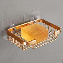 将图片加载到图库查看器,Creative Drill Free Soap Dish Holder Wall Mounted Storage Rack Toilet Soap Box Sponge Dish Bathroom Accessories Soap Dish Holder with Loofah Bath Sponge Towel Razor Holder for Bathroom Shower Kitchen Adhesive Wall Mounted No Drilling