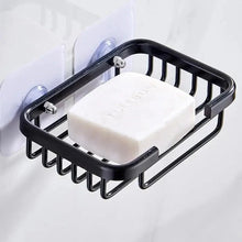 将图片加载到图库查看器,Creative Drill Free Soap Dish Holder Wall Mounted Storage Rack Toilet Soap Box Sponge Dish Bathroom Accessories Soap Dish Holder with Loofah Bath Sponge Towel Razor Holder for Bathroom Shower Kitchen Adhesive Wall Mounted No Drilling