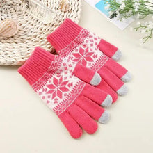将图片加载到图库查看器,Creative New Fashion Snow Printing Gloves Mobile Phone Touch Screen Knitted Gloves Winter Thick And Warm Gloves For Men And Women Touchscreen Gloves Stretch Knitted Mechanic Winter Warm Gloves