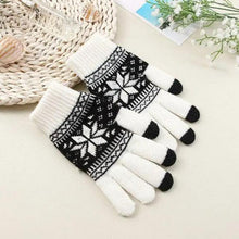 将图片加载到图库查看器,Creative New Fashion Snow Printing Gloves Mobile Phone Touch Screen Knitted Gloves Winter Thick And Warm Gloves For Men And Women Touchscreen Gloves Stretch Knitted Mechanic Winter Warm Gloves