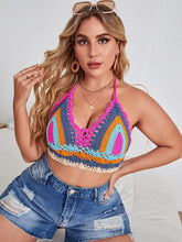将图片加载到图库查看器,Crochet Bikini Sets Multi Color Knitted Rainbow Striped Off Shoulder Top Bottom Bikini Women's Crochet Striped Lace Up Shorts Bikini Set 2 PCS Knit Bathing Suit Swimsuit Beachwear Bathing Suit Women Swimsuit