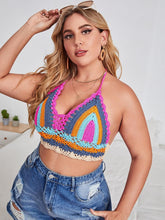 将图片加载到图库查看器,Crochet Bikini Sets Multi Color Knitted Rainbow Striped Off Shoulder Top Bottom Bikini Women's Crochet Striped Lace Up Shorts Bikini Set 2 PCS Knit Bathing Suit Swimsuit Beachwear Bathing Suit Women Swimsuit