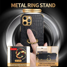Load image into Gallery viewer, Crocodile Leather Case For iPhone 13 12 Mini Shockproof Magnetic Ring Holder Phone Cover Ultra-thin Soft Crocodile Leather Shockproof Bumper With Ring Bracket Protective Cover for iPhone