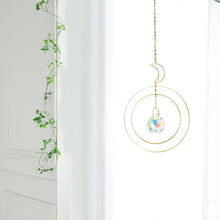 Load image into Gallery viewer, Crystal Ball Star Moon Sun Ring Rainbow Catcher Crystal Pendant Hanging Crystal Sun catcher Ornament Prism Stone Beads Ornament Home Window Wind-chimes Car Decoration