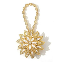 Load image into Gallery viewer, Crystal Curtain Tieback Elasticity Curtain Straps Metal Rhinestone Curtains Holder Clips Flower Shaped Curtain Accessories Crystal Curtain Magnetic Tieback Flower Curtain Clips Buckle With Stretchy Wire Rope For Home Office Decor 25-75cm