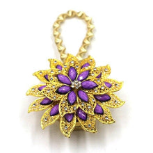 Load image into Gallery viewer, Crystal Curtain Tieback Elasticity Curtain Straps Metal Rhinestone Curtains Holder Clips Flower Shaped Curtain Accessories Crystal Curtain Magnetic Tieback Flower Curtain Clips Buckle With Stretchy Wire Rope For Home Office Decor 25-75cm