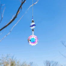 Load image into Gallery viewer, Crystal Wind Star Moon Pendant Handmade Sun Catcher Light Catcher Newly Designed Prism Crystal Colorful Light Prism Chandelier Glass Crystal Pendant Pearl Yarn Gift Handmade Garden Window Wedding Curtain Chandelier