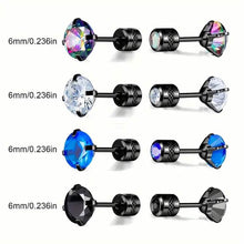 Load image into Gallery viewer, Cubic Zirconia Screw Back Stainless Steel Stud Earrings