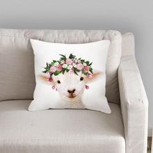 将图片加载到图库查看器,Cute Baby Animals Pattern Pillow Case Cotton Linen Cushion Cover for Home Sofa Pillow Covers, Cushion Covers Tiger Bunny Rabbit Horse Sheep Bear With Head Flowers Decorative Velvet Pillow Covers 45X45CM