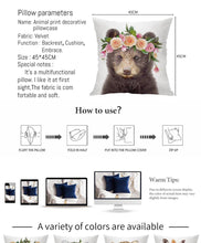 将图片加载到图库查看器,Cute Baby Animals Pattern Pillow Case Cotton Linen Cushion Cover for Home Sofa Pillow Covers, Cushion Covers Tiger Bunny Rabbit Horse Sheep Bear With Head Flowers Decorative Velvet Pillow Covers 45X45CM