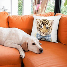 将图片加载到图库查看器,Cute Baby Animals Pattern Pillow Case Cotton Linen Cushion Cover for Home Sofa Pillow Covers, Cushion Covers Tiger Bunny Rabbit Horse Sheep Bear With Head Flowers Decorative Velvet Pillow Covers 45X45CM
