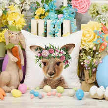 将图片加载到图库查看器,Cute Baby Animals Pattern Pillow Case Cotton Linen Cushion Cover for Home Sofa Pillow Covers, Cushion Covers Tiger Bunny Rabbit Horse Sheep Bear With Head Flowers Decorative Velvet Pillow Covers 45X45CM
