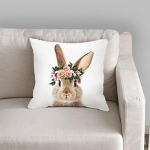 将图片加载到图库查看器,Cute Baby Animals Pattern Pillow Case Cotton Linen Cushion Cover for Home Sofa Pillow Covers, Cushion Covers Tiger Bunny Rabbit Horse Sheep Bear With Head Flowers Decorative Velvet Pillow Covers 45X45CM
