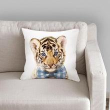 将图片加载到图库查看器,Cute Baby Animals Pattern Pillow Case Cotton Linen Cushion Cover for Home Sofa Pillow Covers, Cushion Covers Tiger Bunny Rabbit Horse Sheep Bear With Head Flowers Decorative Velvet Pillow Covers 45X45CM