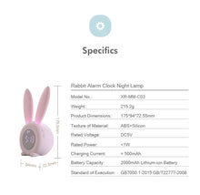 将图片加载到图库查看器,Cute Bunny Ear LED Digital Alarm Clock Electronic Kids Alarm Clock for Kids Children's Alarm Clocks for Girls Boys Bedroom Night Light for Kids Touch Control and Snoozing with USB Sound Control Rabbit Night Lamp Desk Clock Home Decoration