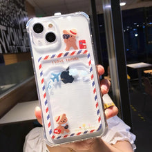 Load image into Gallery viewer, Cute Cartoon Wallet Card Pocket Holder Phone Case For iPhone 14 Pro Max 13 12 11 X XR XS 7 8 Plus Transparent Shockproof Cartoon Phone Case For iPhone Unique Funny Phone Case Design