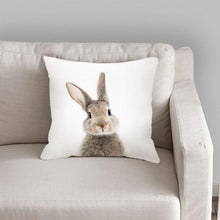 Load image into Gallery viewer, Cute Decorative Pillow Case Cover Grey Rabbit Isolated On A White Background Bunny Tail Back Soft Linen Pillow Case For Decorative Bedroom Case Cushion Covers Home Throw Pillows Flower Pillow Case Rabbit Sofa Animal Cushion Cover 45X45CM