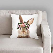 Load image into Gallery viewer, Cute Decorative Pillow Case Cover Grey Rabbit Isolated On A White Background Bunny Tail Back Soft Linen Pillow Case For Decorative Bedroom Case Cushion Covers Home Throw Pillows Flower Pillow Case Rabbit Sofa Animal Cushion Cover 45X45CM